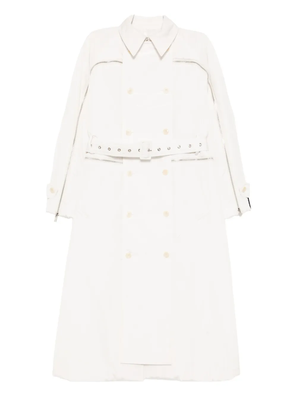 Rokh Double-breasted Trench Coat In Neutral