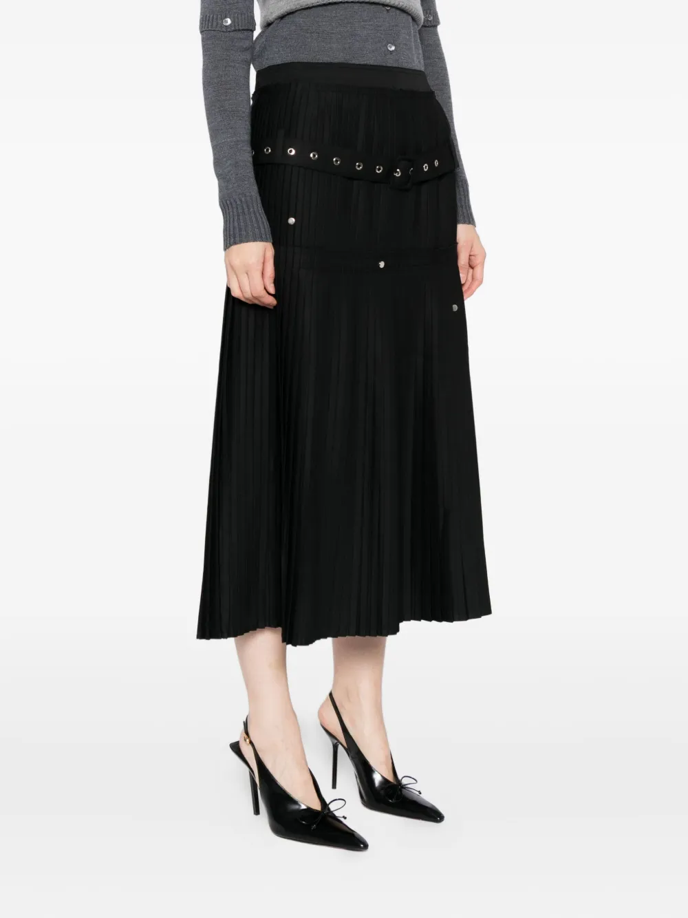 Rokh Pleated Overturn Skirt In Black