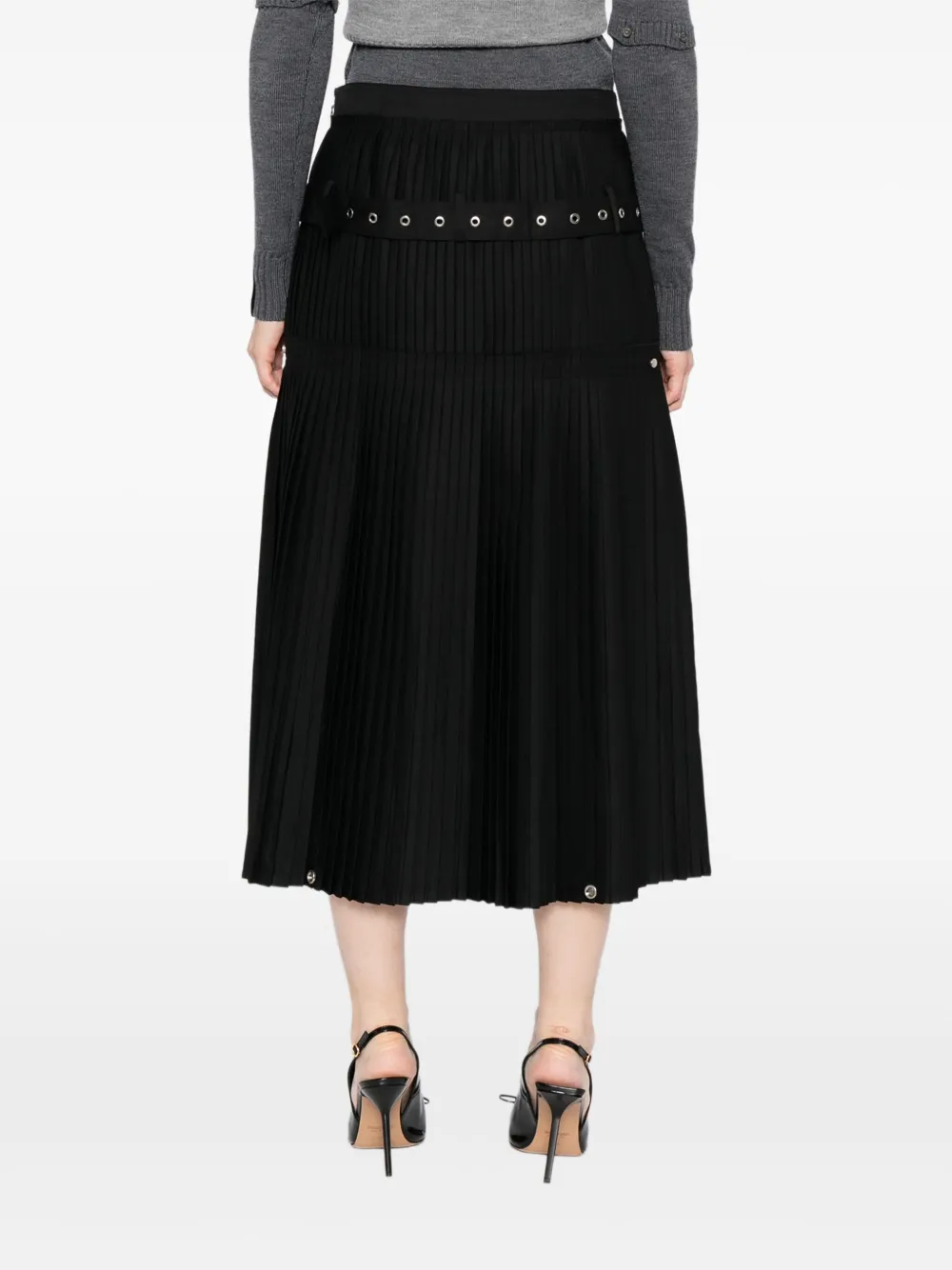 Rokh Pleated Overturn Skirt In Black