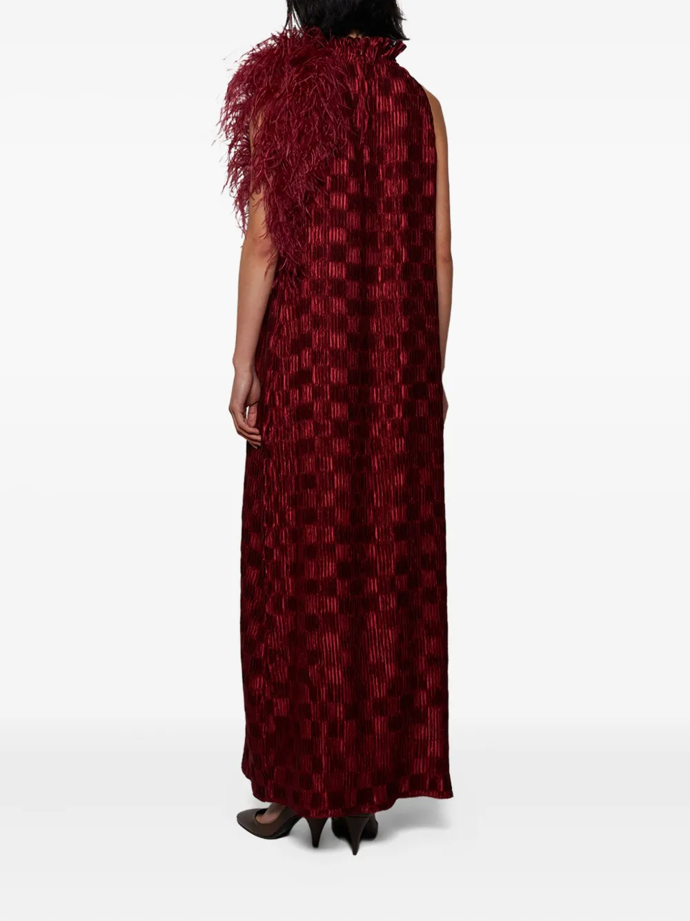 Dima Ayad Check-pattern Maxi Dress In Red