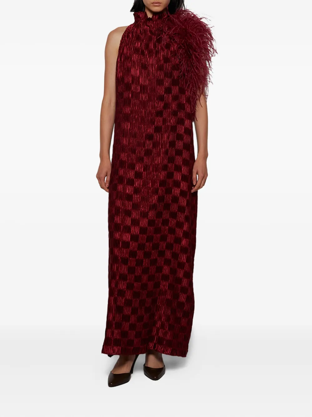 Dima Ayad check-pattern maxi dress - Rood