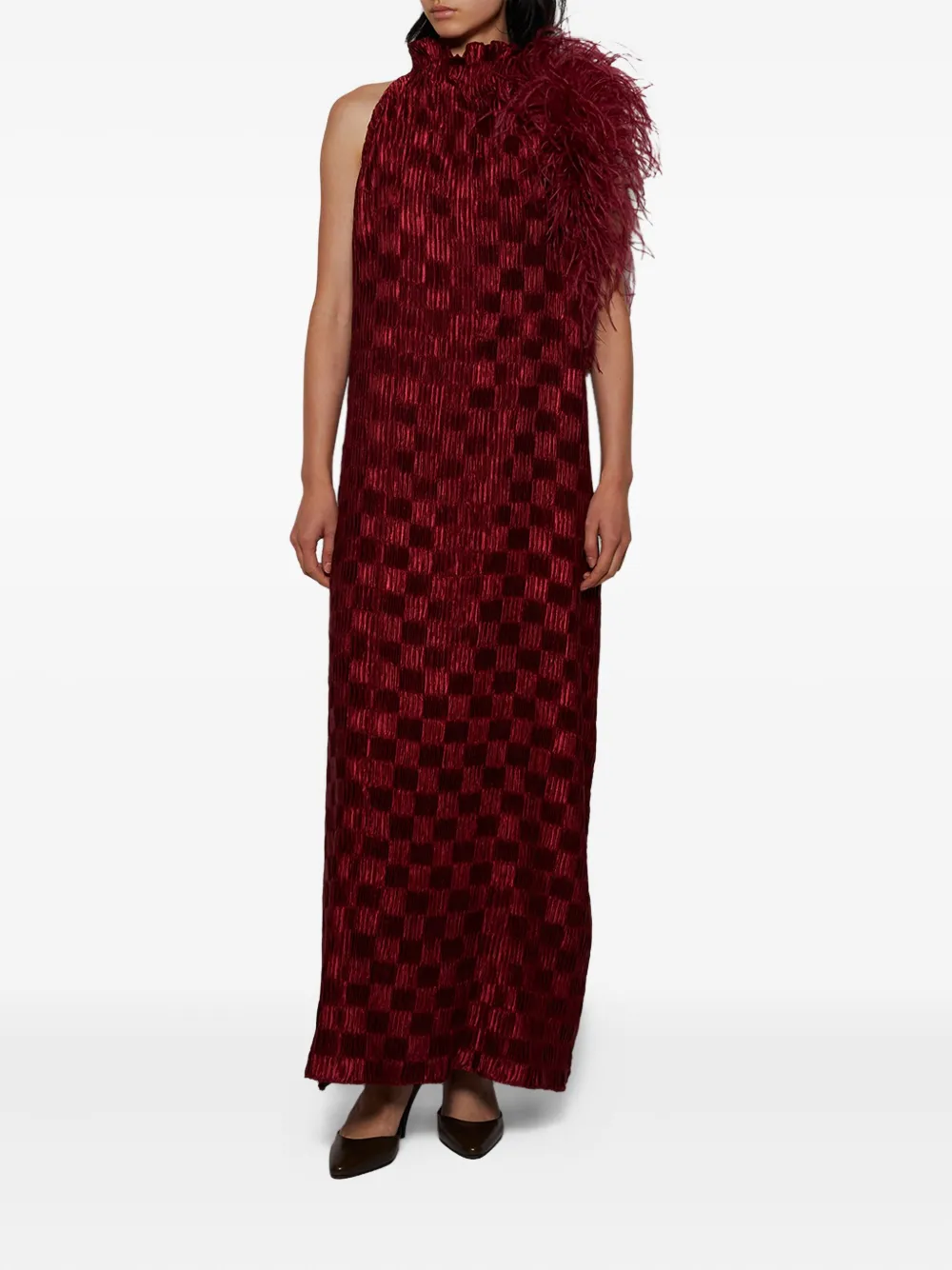 Dima Ayad Check-pattern Maxi Dress In Red