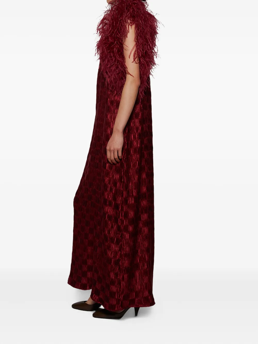 Dima Ayad Check-pattern Maxi Dress In Red