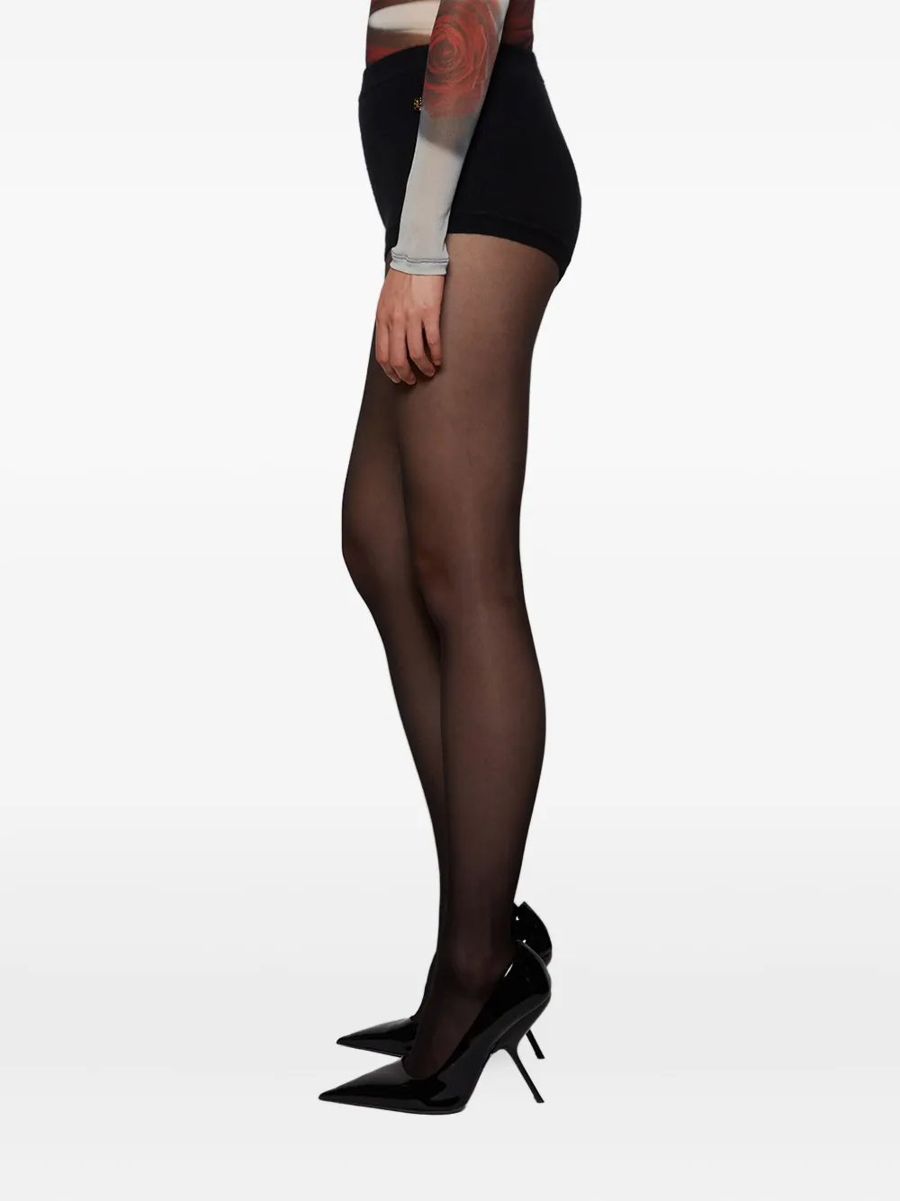 Éterne Ribbed High-waisted Shorts In Black