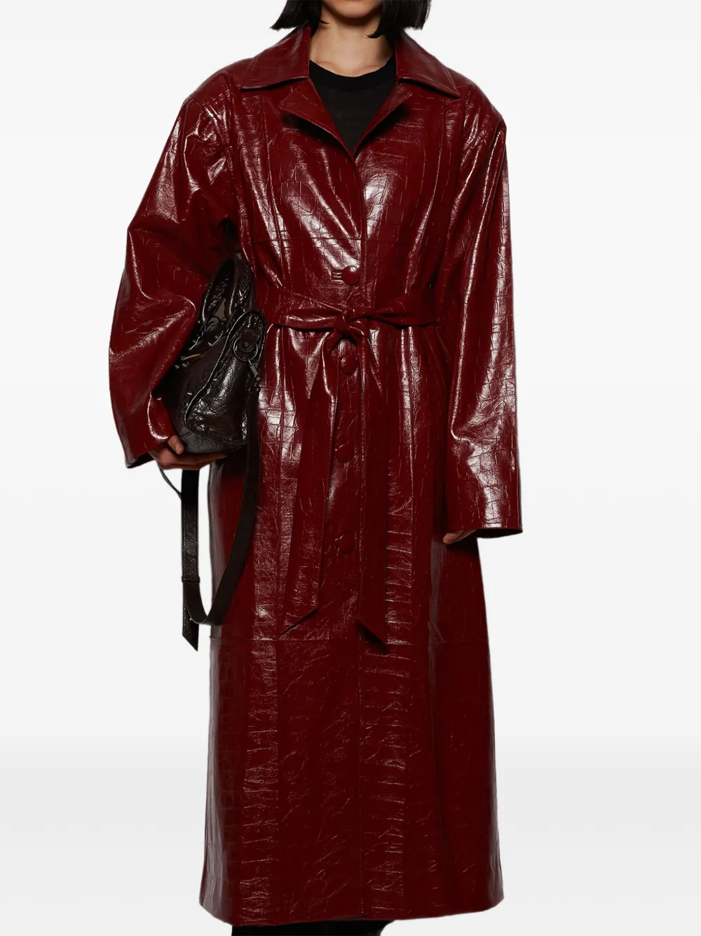 Dima Ayad belted leather coat | Leather Coats | Image 2
