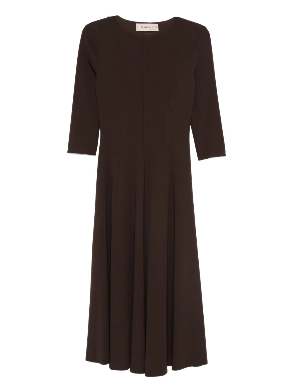 Blanca Vita three-quarter sleeve flared dress | Brown | Image 1