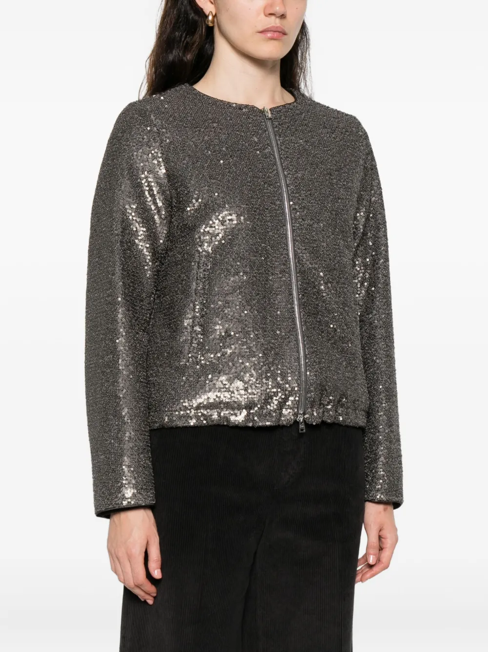 Herno Jack met pailletten en rits Grijs