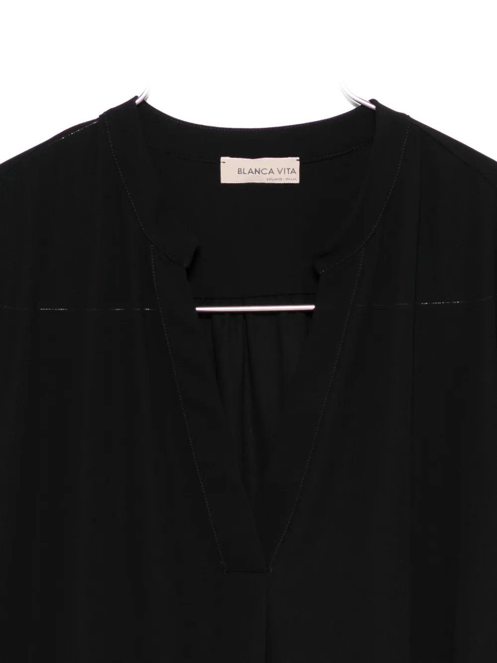 Blanca Vita V-neck Long-sleeve Blouse In Black