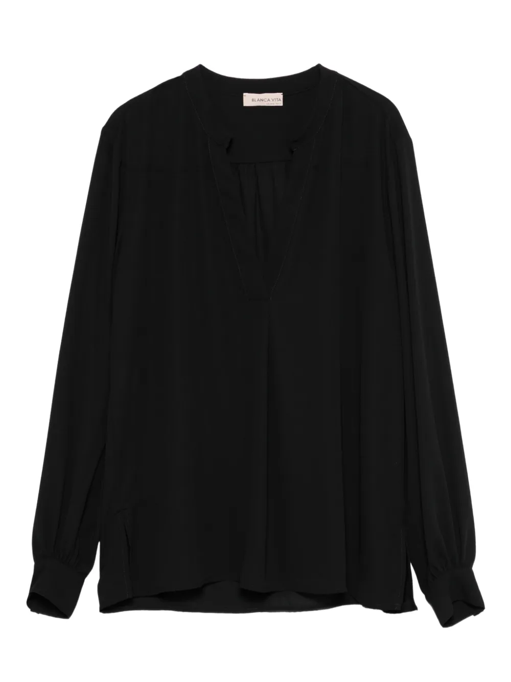Blanca Vita V-neck long-sleeve blouse - Nero