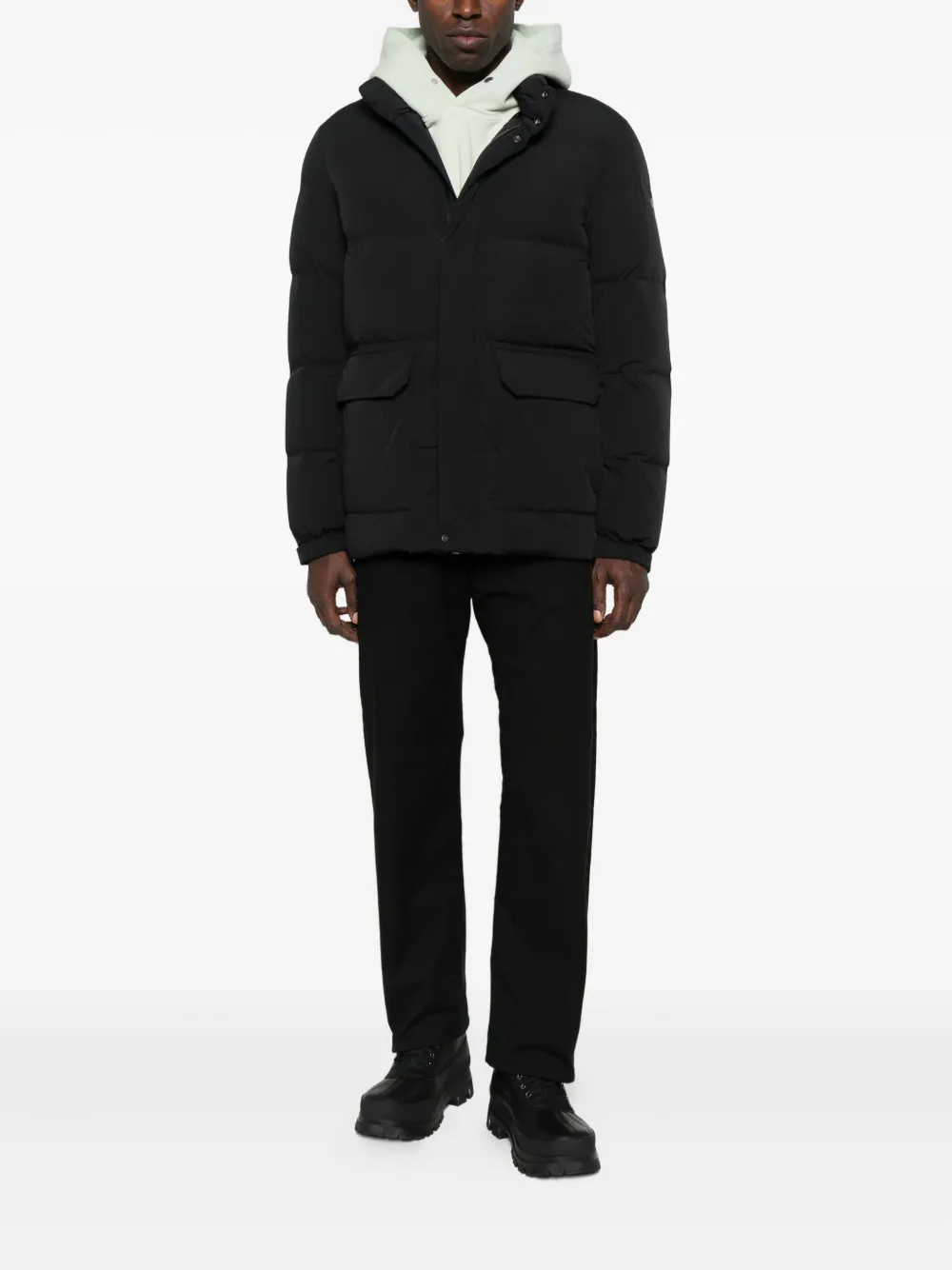Duno High-neck Flap-pocket Jacket In Black