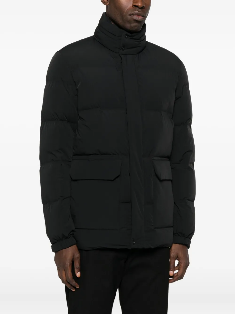 Duno High-neck Flap-pocket Jacket In Black