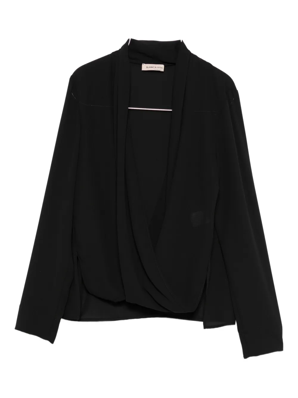 Blanca Vita wrap-front long-sleeve top - Nero