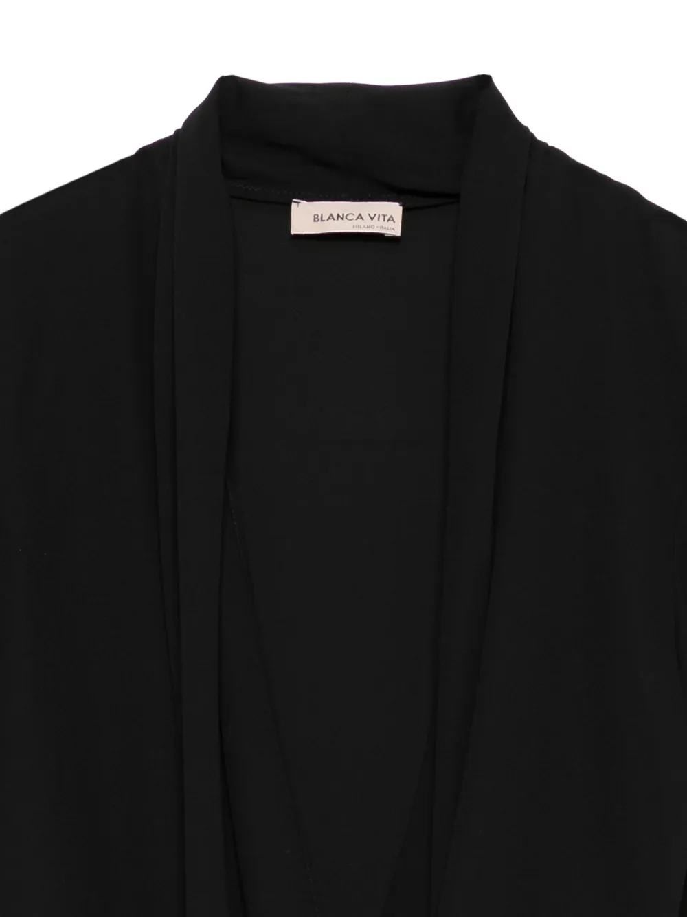 Blanca Vita Top met gewikkelde voorkant en lange mouwen Zwart