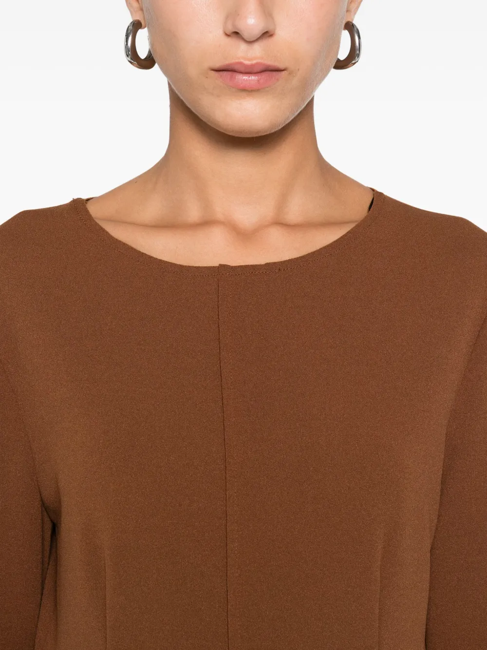 Blanca Vita Asia Three-quarter Sleeve Flared Dress In Brown