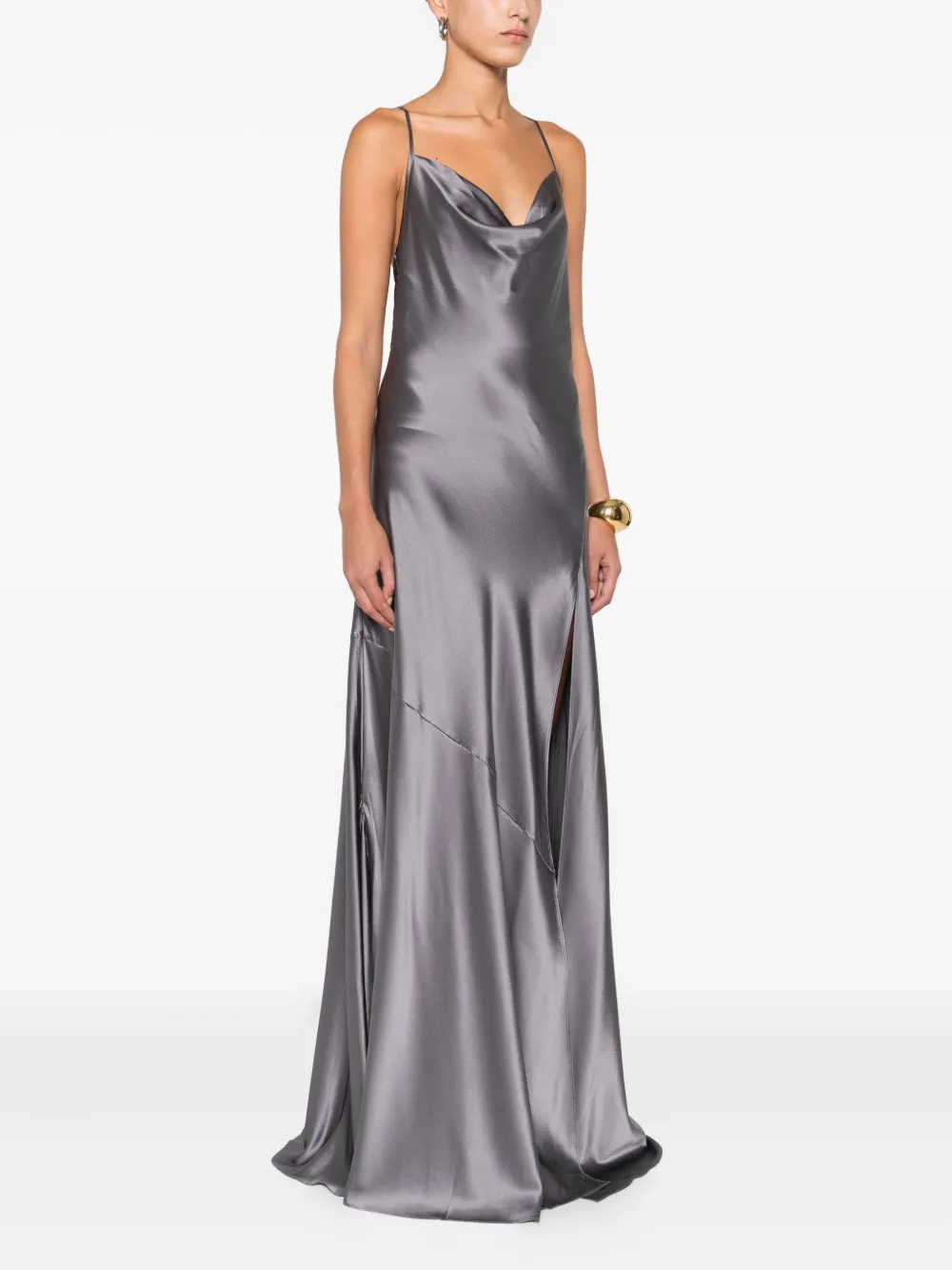 Danamè Cowl-neck Slip Dress In Gray