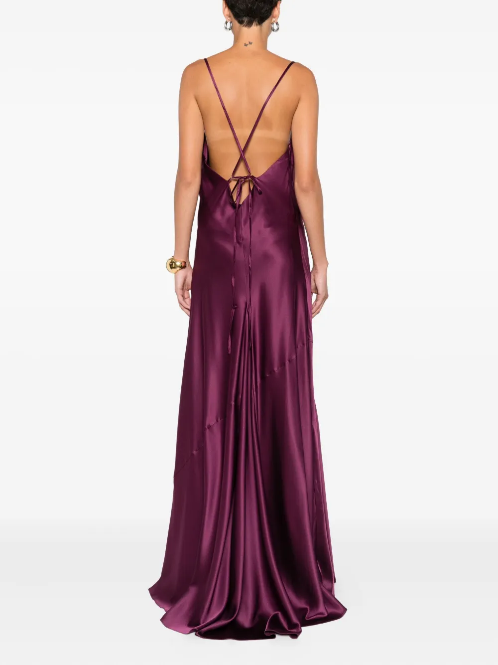 Danamé Maxi-jurk met col en zijsplit Paars