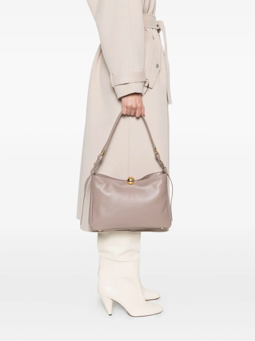 Furla curved-top leather shoulder bag - Roze