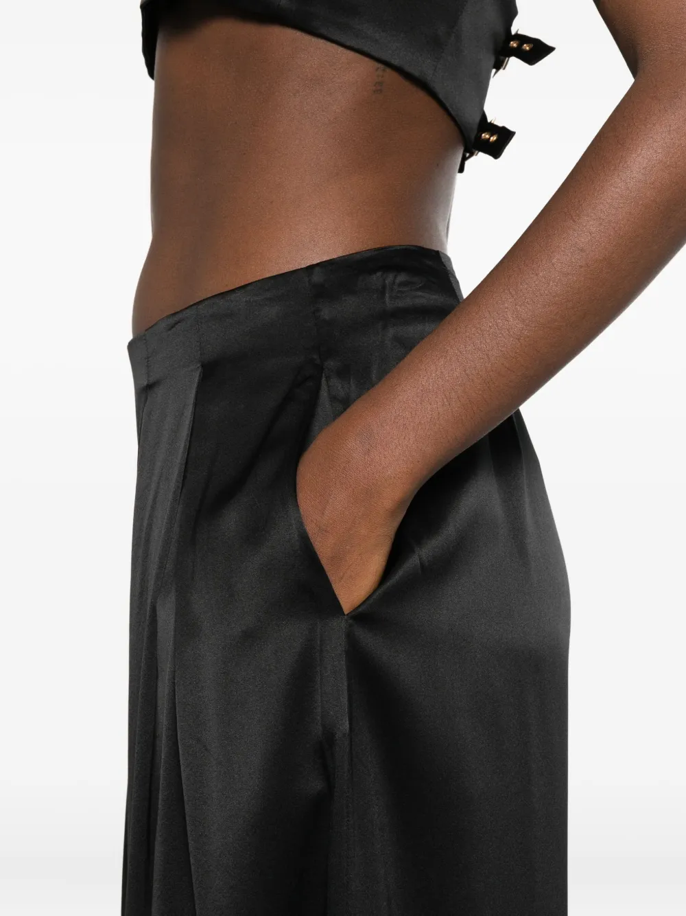 Danamè Pleated Satin Trousers In Black