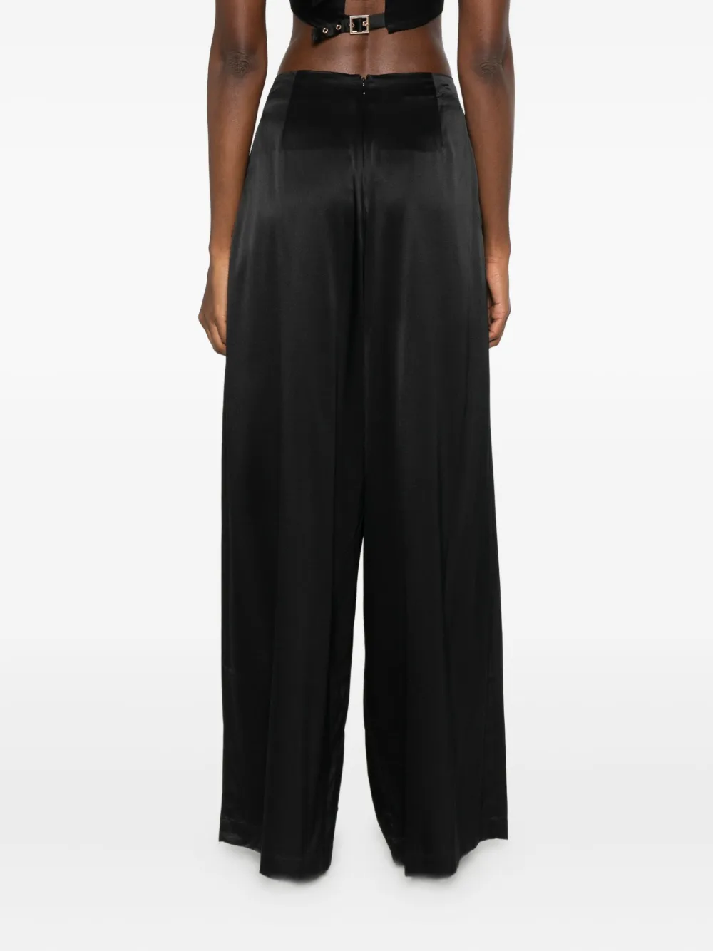 Danamè Pleated Satin Trousers In Black