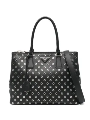 Prada logo-perforated Leather Tote Bag | Brown | FARFETCH