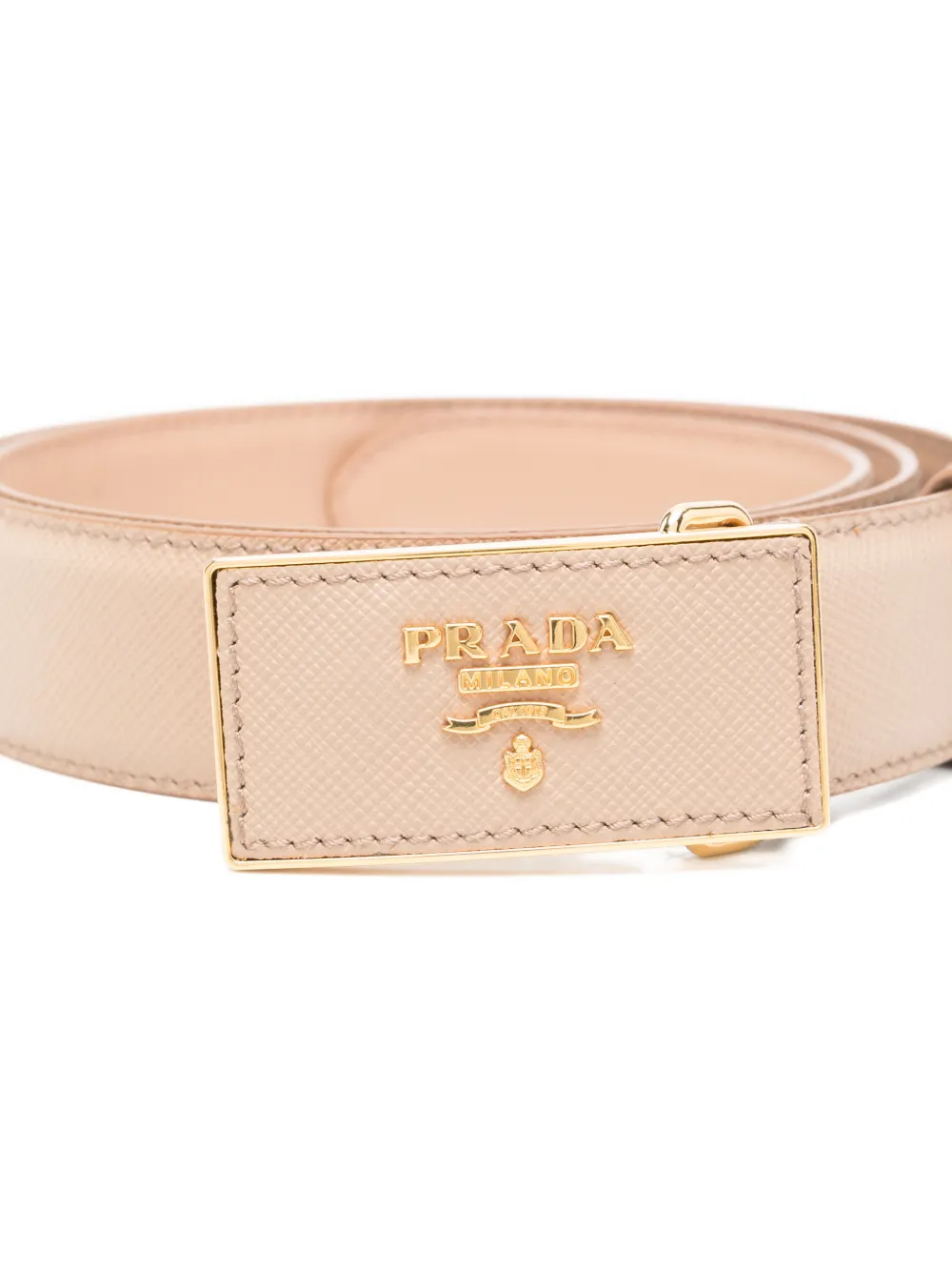 Prada Logo-buckle Belt In Neutral