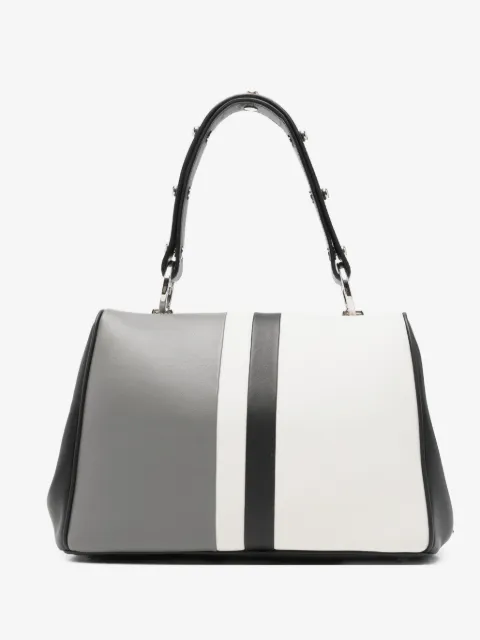 Prada striped-detail studded-embellishment tote bag