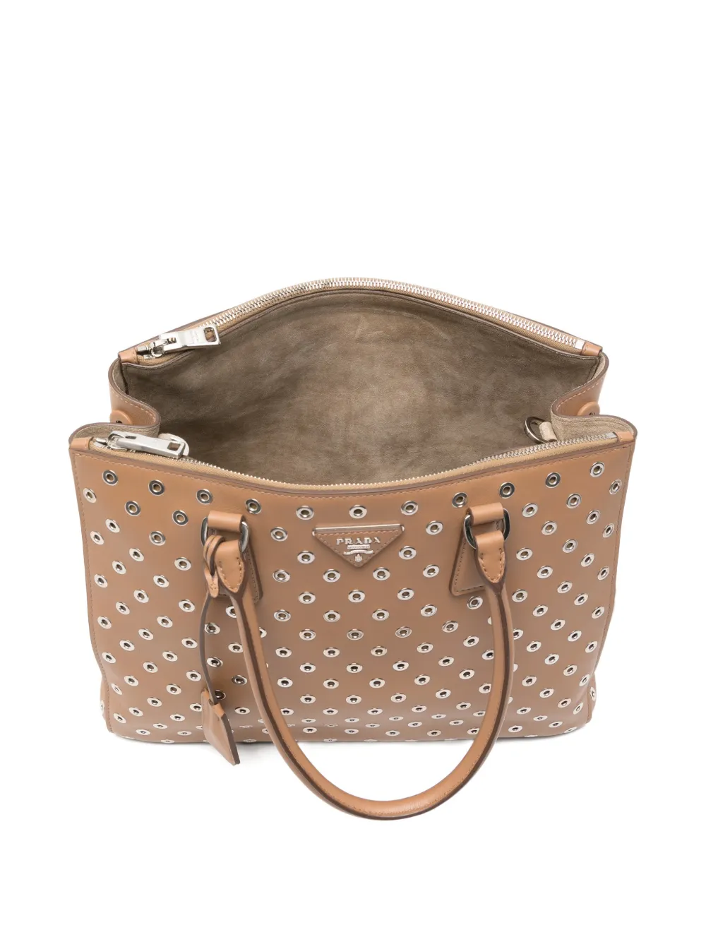 Prada Galleria shopper verfraaid met ringlets Bruin