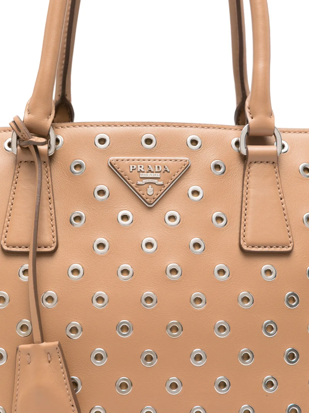 Prada Galleria shopper verfraaid met ringlets Bruin