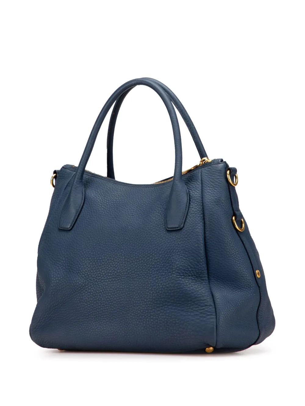 Pre-owned Prada 2013-2025 Vitello Daino Sacca 2 Manici Convertible Tote Satchel In Blue