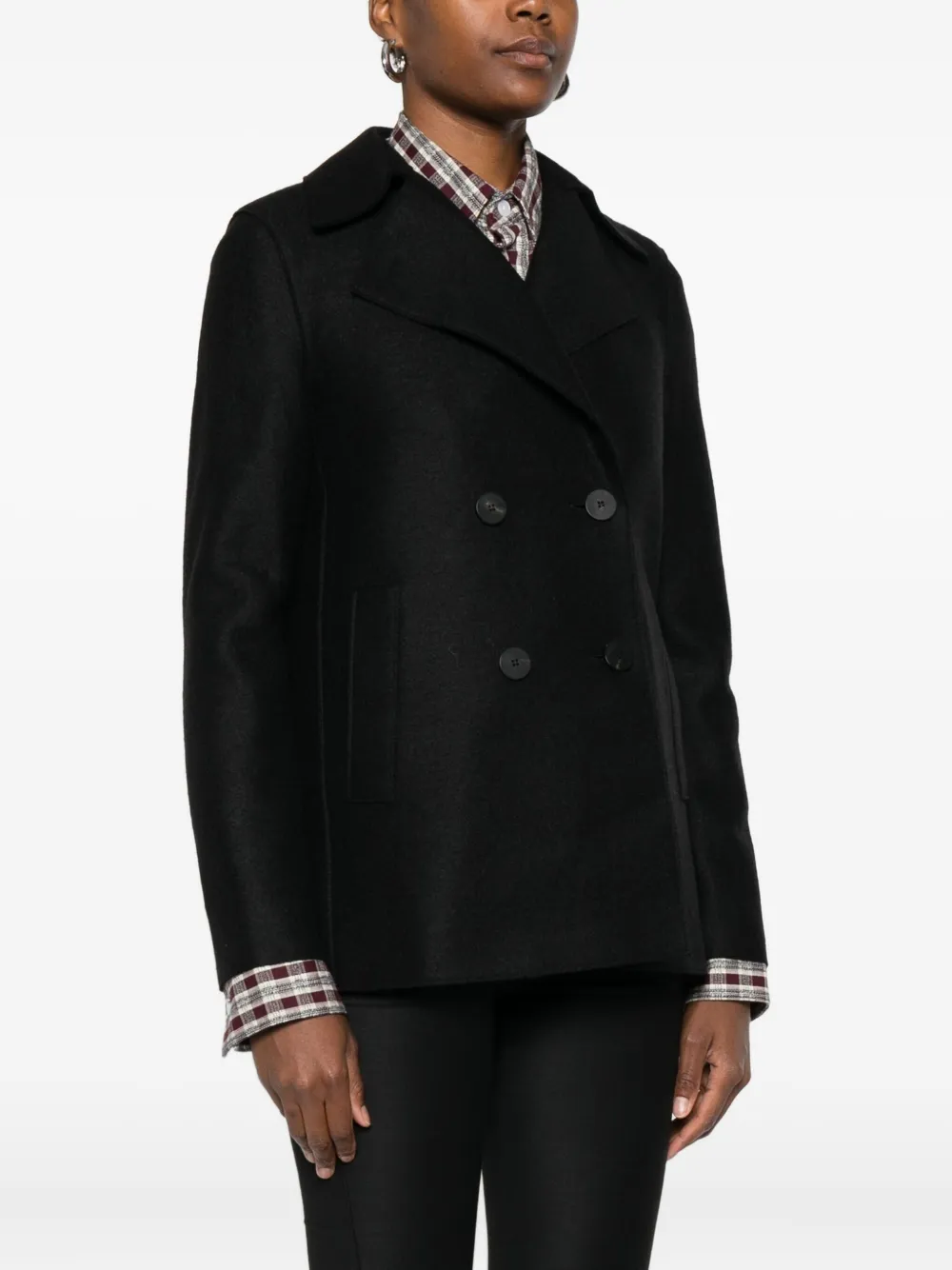 Harris Wharf London Double-breasted Jacket In Black