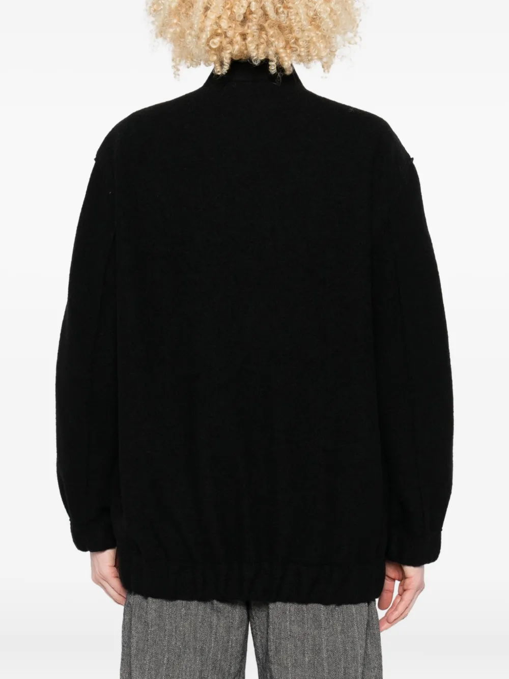 Harris Wharf London Zip-front Balloon-sleeve Jacket In Black