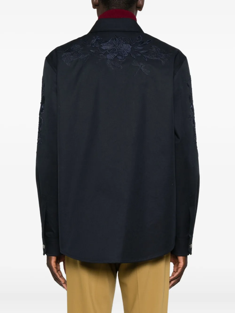 Gucci Men Cotton Jacket With Embroidery In Blue