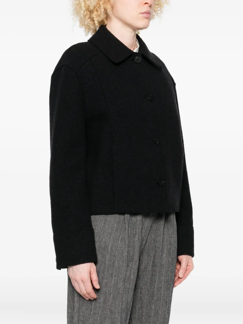 Harris Wharf London Button-front Collared Jacket In Black