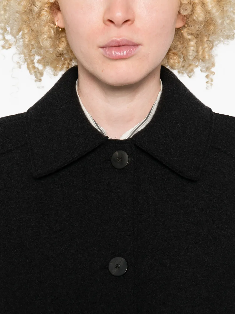 Harris Wharf London Button-front Collared Jacket In Black