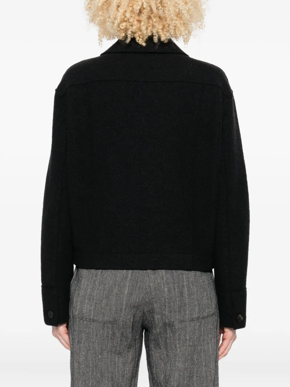 Harris Wharf London Button-front Collared Jacket In Black