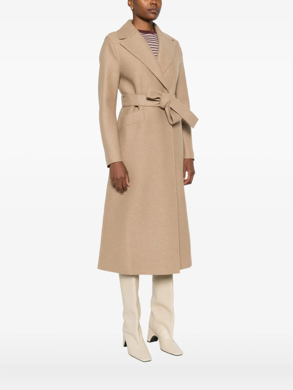 Harris Wharf London Belted-wool Coat In Neutral