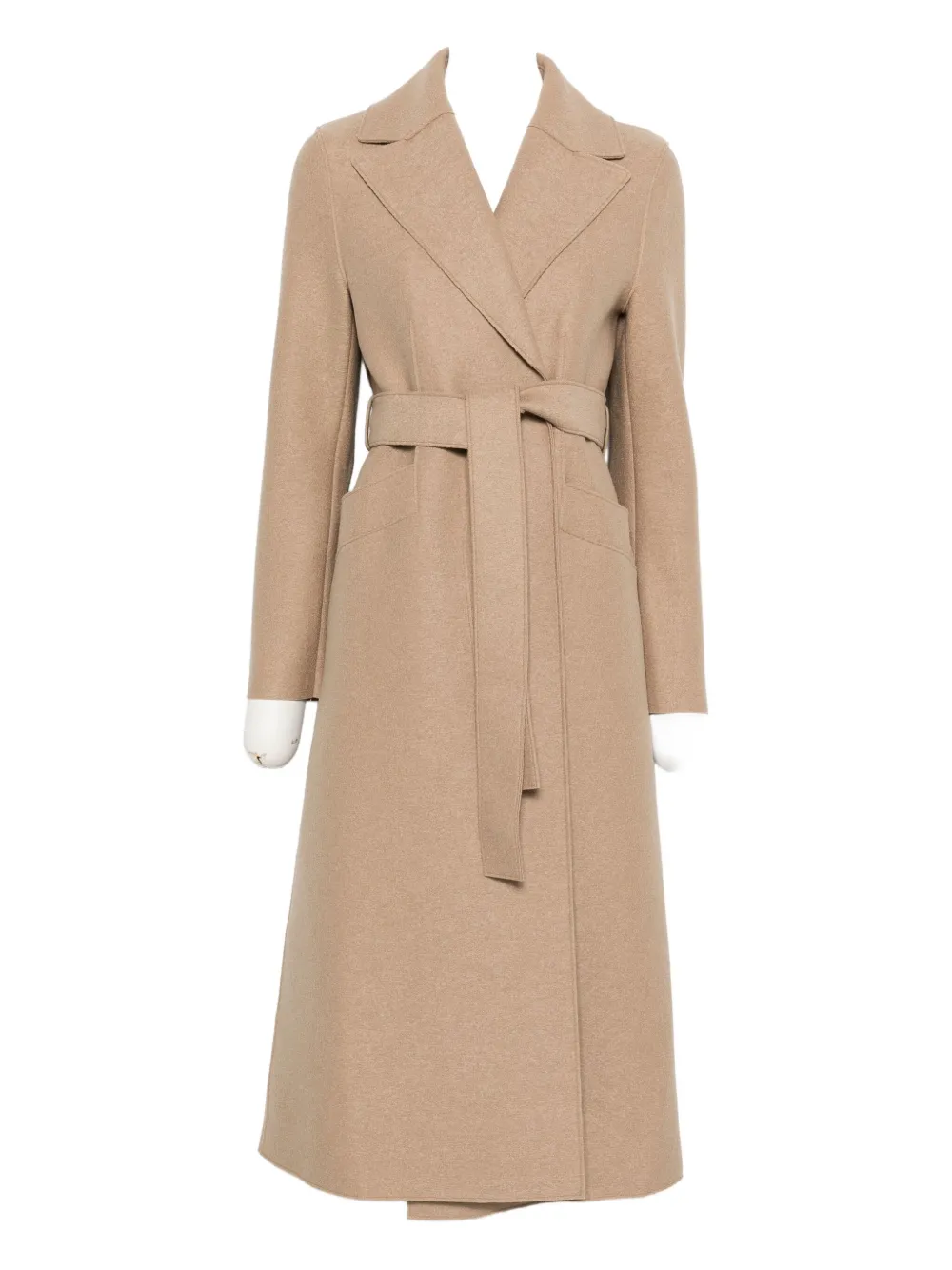 Harris Wharf London Belted-wool Coat In Neutral