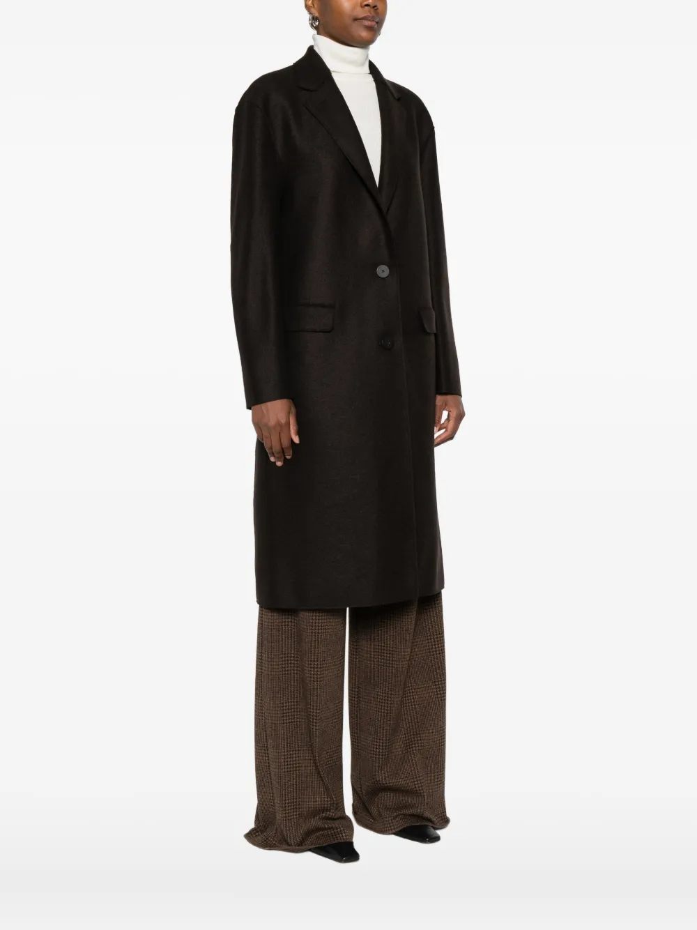 Harris Wharf London Chester Button-fastening Pocket Coat In Black