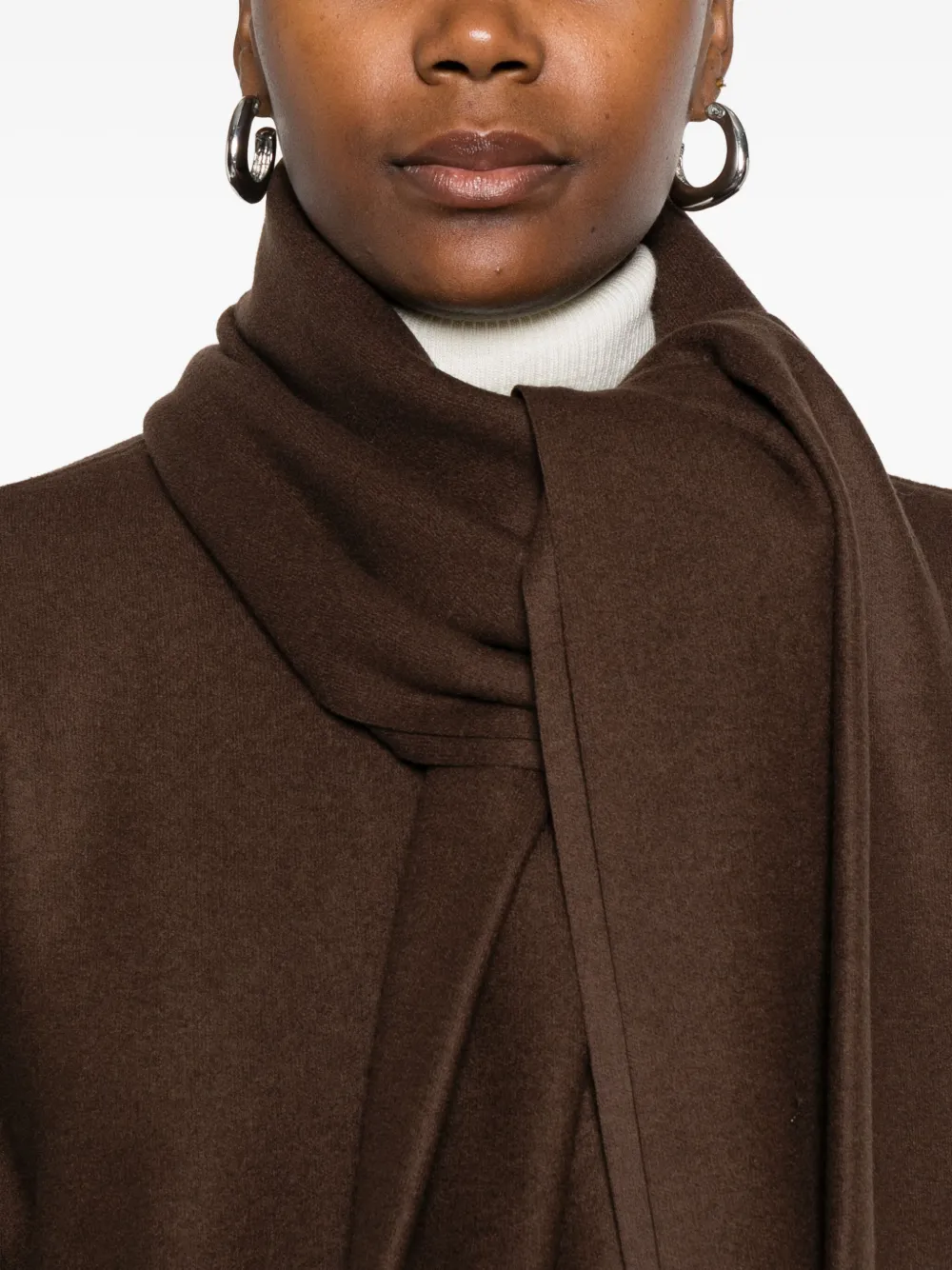 Harris Wharf London Scarf Button-fastening Coat In Brown