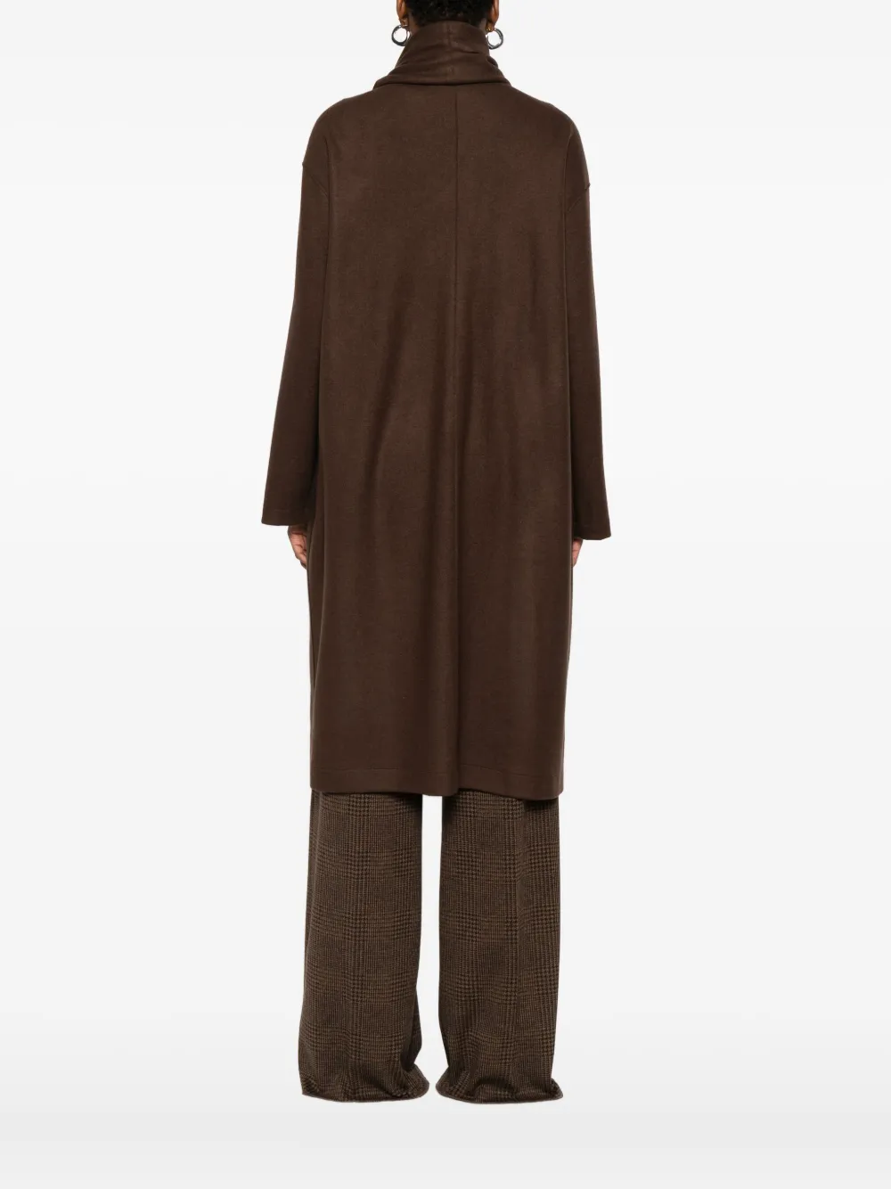 Harris Wharf London Scarf Button-fastening Coat In Brown