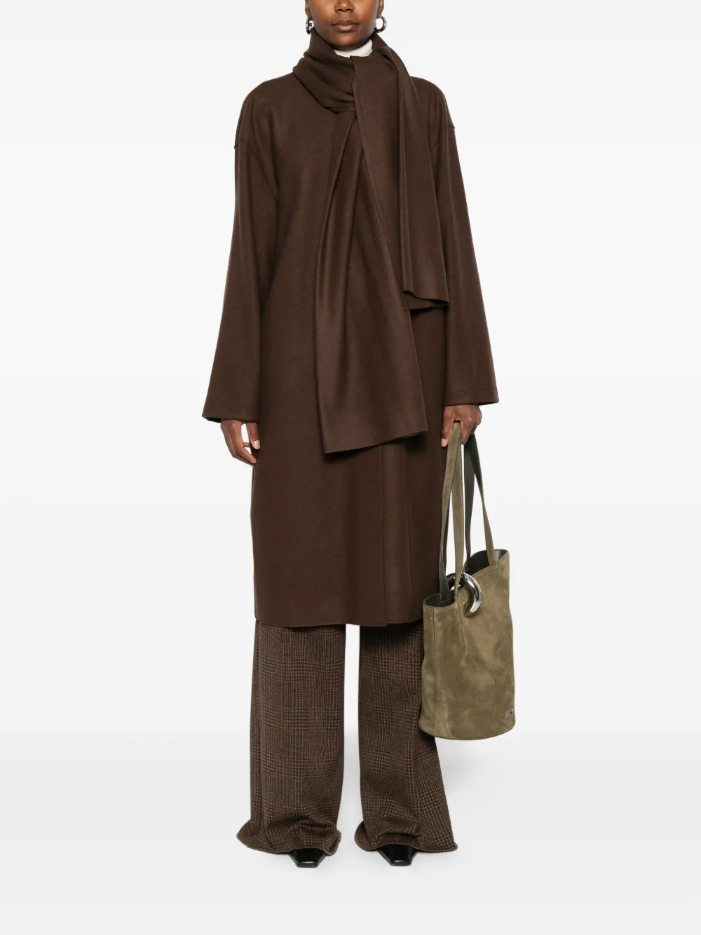 Harris Wharf London scarf button-fastening coat | Single Breasted Coats | Image 2