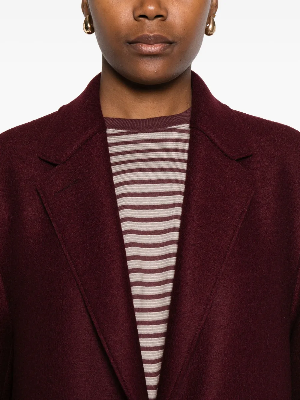 Harris Wharf London Chester Coat Pressed Wool Coat Cinabre In Burgundy
