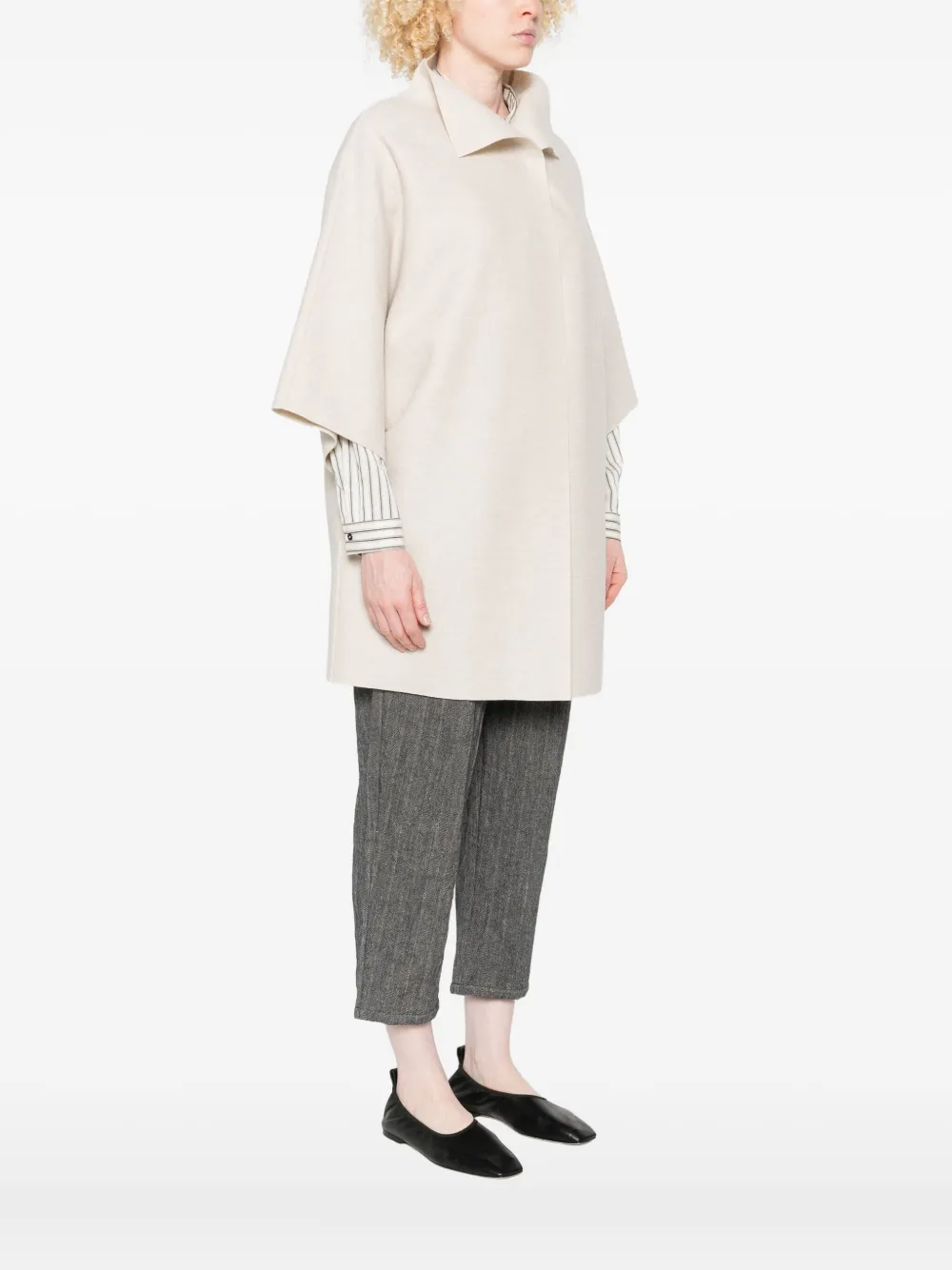 Harris Wharf London Short-sleeve Collared Jacket In Neutral