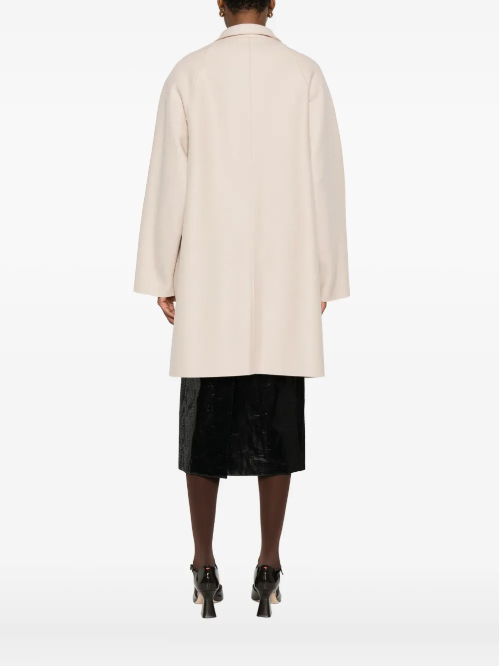 Harris Wharf London Wool High Neck Coat With Side Pockets In Brown