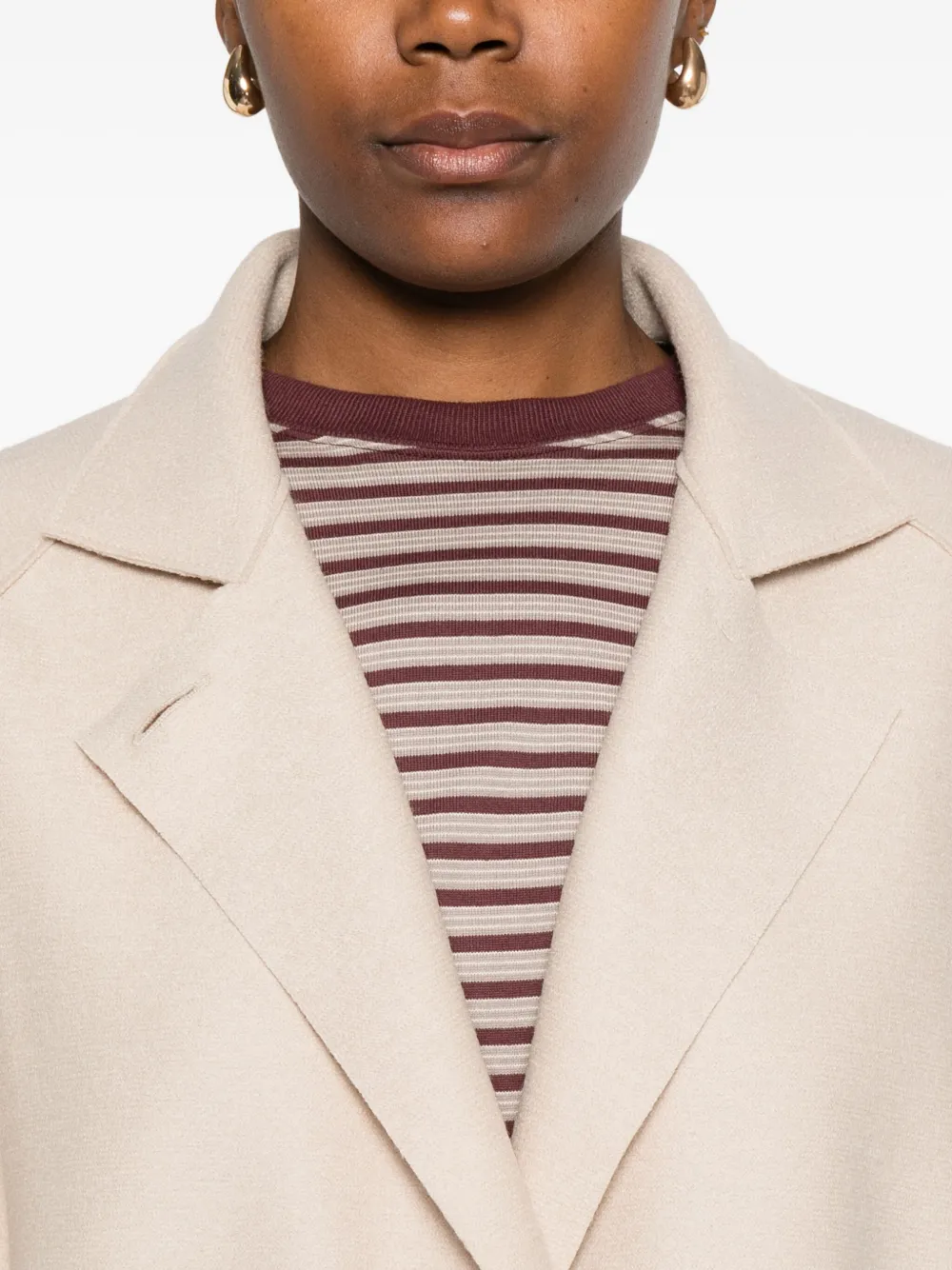 Harris Wharf London Wool High Neck Coat With Side Pockets In Brown