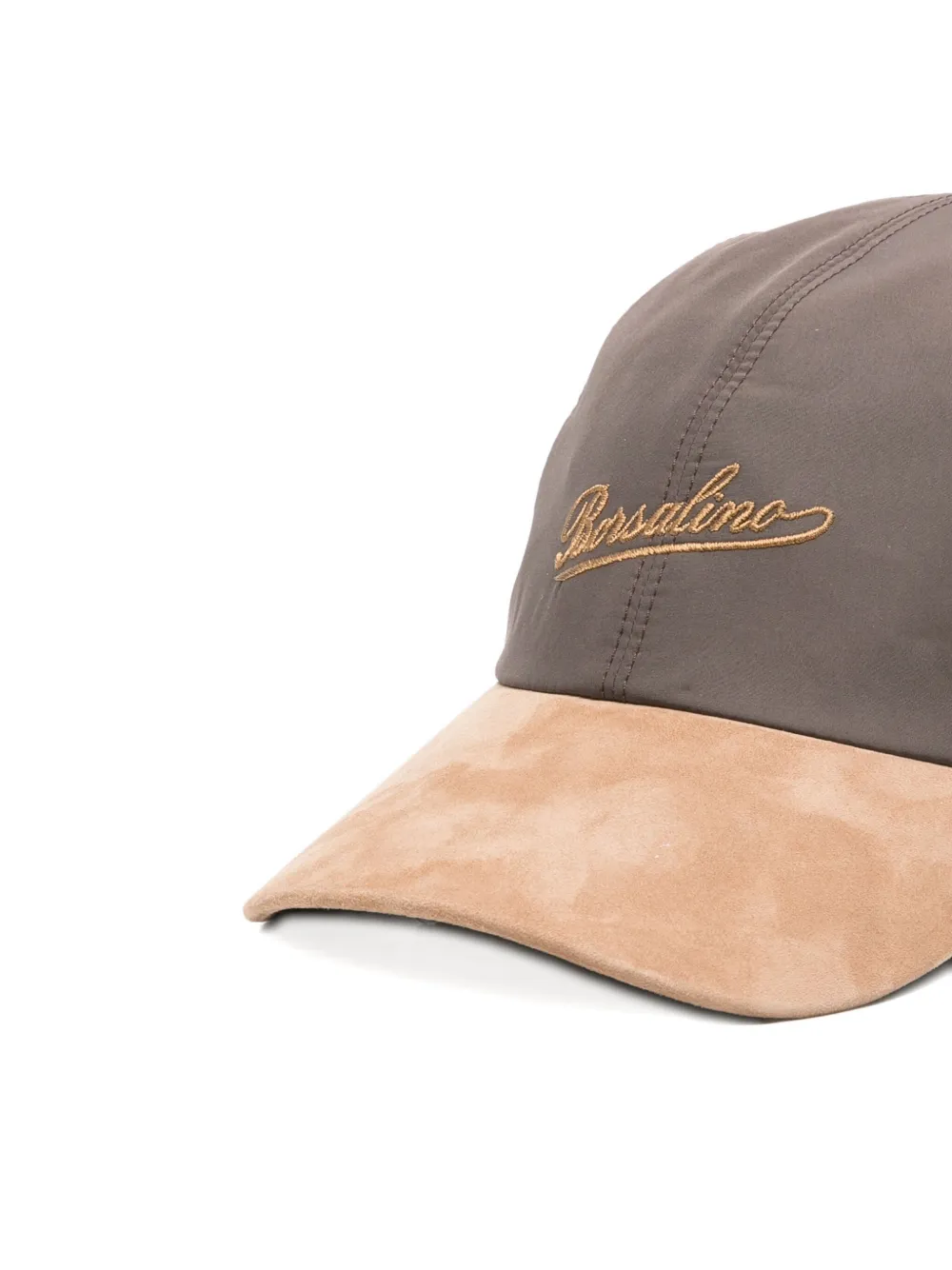 Borsalino Embroidered Suede-peak Baseball Cap In Gray