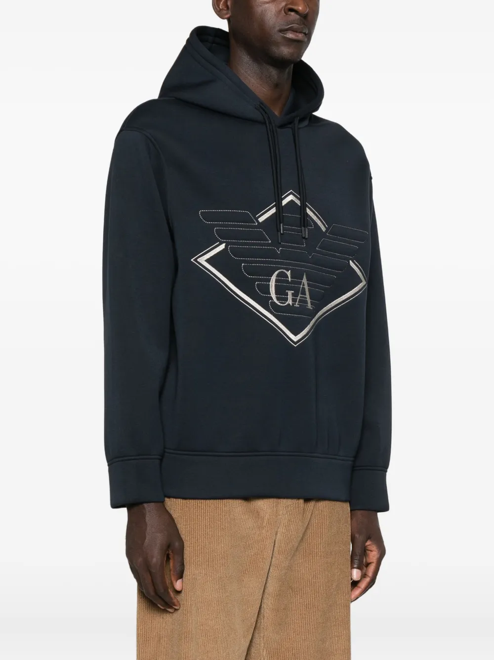 Emporio Armani Hoodie met diamantvormige print en logo Blauw