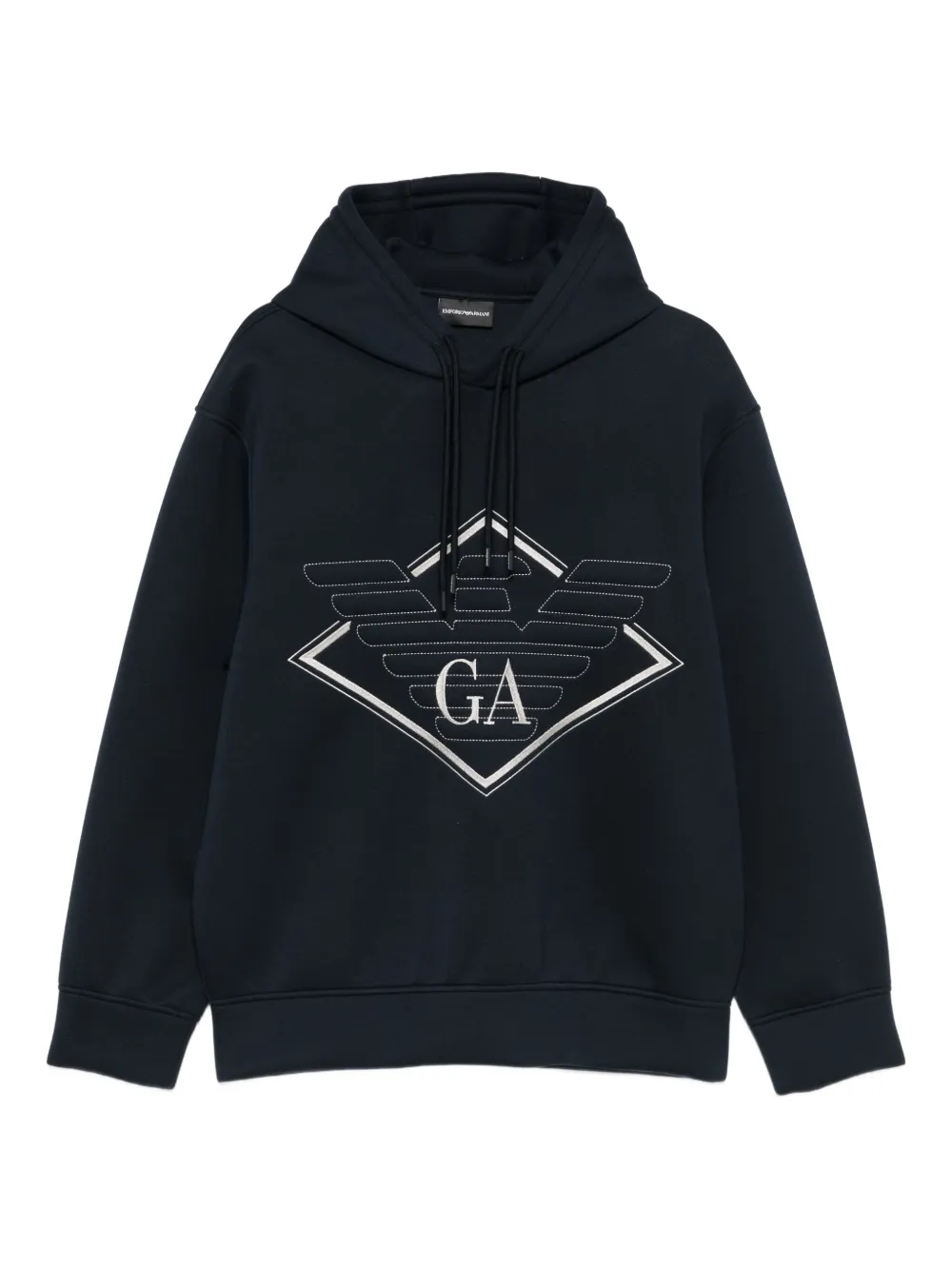 Emporio Armani eagle-logo diamond-shaped print hoodie | Blue | Image 1