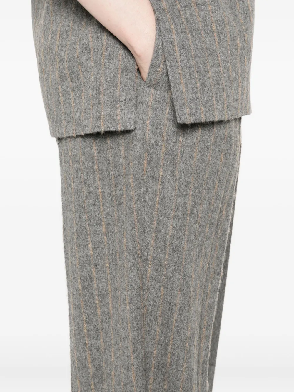 Carven Pinstripe Wool Trousers In Gray