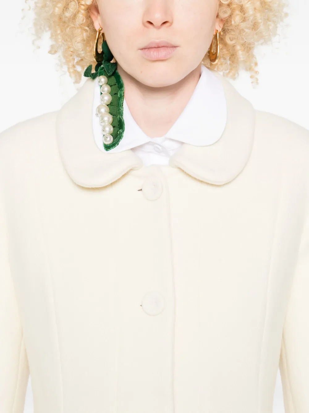 Vivetta Peter Pan Collar-pleated Coat In Neutral